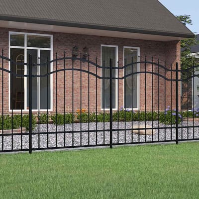 vidaXL - Tuinhek - Woerden - met - speerpunt - zwart - 240x125 - cm - staal