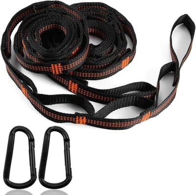 Therapieschommel voor Kinderen, Hangmat Bevestiging met D-ring Karabiners, 4 Stuks, Ideaal voor Camping en Buitenactiviteiten, 1.5 m Lang en 2.5 cm Breed