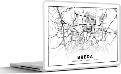 Laptop sticker - 13.3 inch - Plattegrond - Breda - Nederland - 31x22,5cm - Laptopstickers - Laptop skin - Cover - Stadskaart