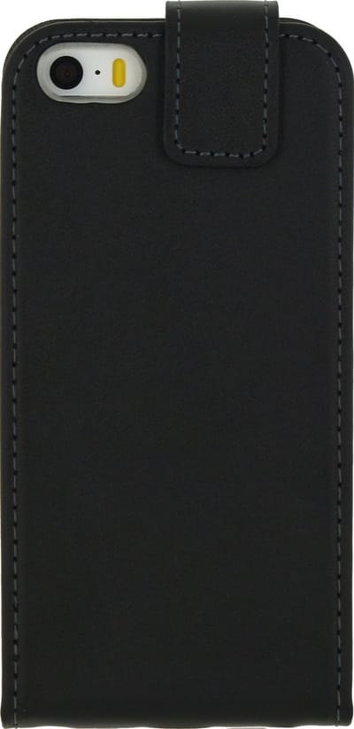 Mobilize Telefoonhoesje geschikt voor Apple iPhone 5 Hoesje | Mobilize Classic Gelly Flipcase | Pasjeshouder voor 1 Pasje | Telefoonhoesje voor Pinpas / OV Kaart / Rijbewijs - Zwart