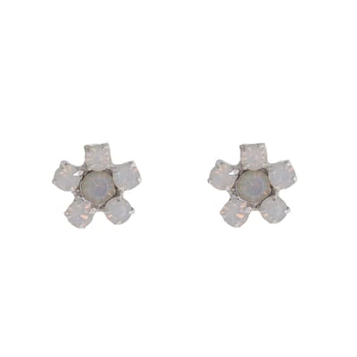 Behave - Oorbellen - Bloem - 925 Sterling Zilver - Transparante Melk Kristal steentjes