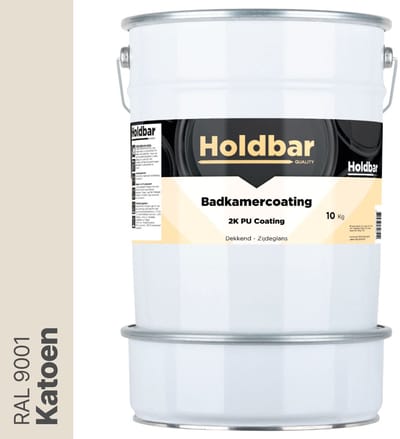 Holdbar Badkamercoating Katoen (RAL 9001) 10 kg - Badkamerverf - Tegelverf - Alle kleuren - Waterdichte Badkamer verf - Ook Toepasbaar in douchecel - Gemakkelijk te reinigen - 2 Componenten