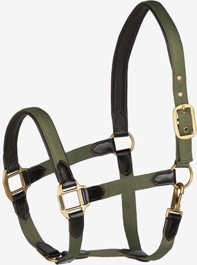Horze luxe halster leer / nylon - groen - cob