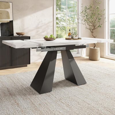 Uittrekbare Eettafel - Keukentafel Verstelbaar - Ruimte Besparen - Flexibel Design - 99-159 x 74 x 77 cm - Wit Zwart