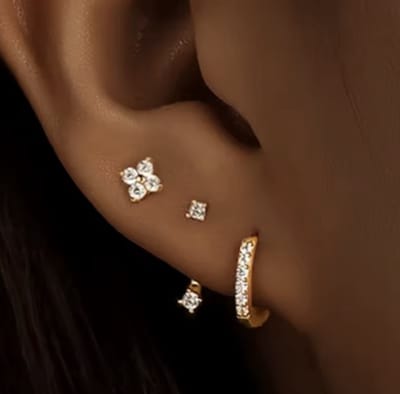 Oorbellen Set - 3 stuks - Kleur: Goud - Luxe Oorbellen - Incl. Cadeauverpakking - Oorhangers / Oorring / Oorknopjes - Hoge Kwaliteit RVS - Stainless Steel / Roestvrijstaal - Verkleurt Niet - Oorbellen Set - Oorbellen Vrouwen / Dames