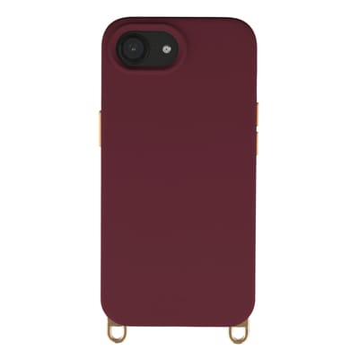 Selencia Hoesje - Geschikt voor iPhone 17e / 16e - Rivièra geschikt voor MagSafe Backcover met afneembare haakjes - Bold Burgundy