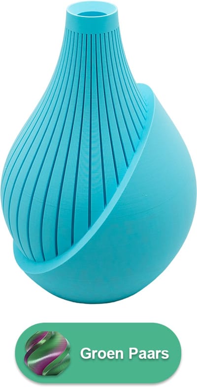Elodie moderne vaas – Decoratieve vaas - Groen / Paars - 3d geprinte vaas – geschikt voor droogbloemen - 20CM