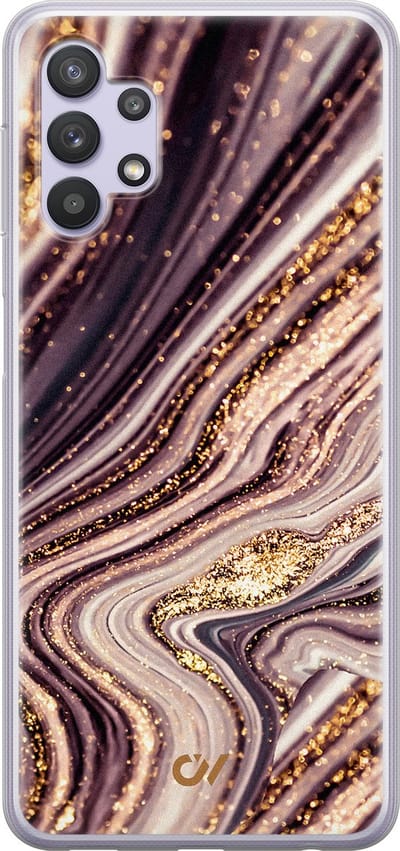 Hoesje geschikt voor Samsung Galaxy A32 5G - Golden Pink Marble - - Paars - Soft Case Telefoonhoesje - TPU Back Cover - Casevibes