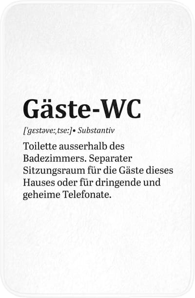 WC mat 40x60 cm - Antislip - Quote - Definitie - Gäste-wc - Wit - Toiletmat - Vloermat - Douchemat - Toilet tapijt - Toiletmatten