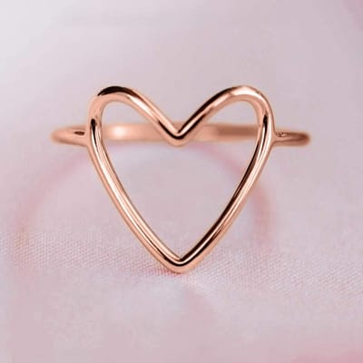 Huitan Holle Hart Ringen voor Vrouwen Minimalistische Modieuze Vrouwelijke Accessoires Liefdesringen Huwelijksaccessoires Trendy Sieraden Bulk 6 beige