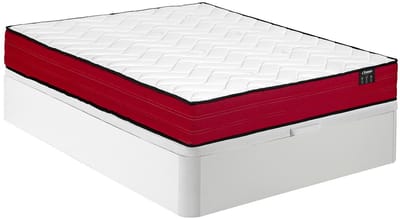 Vente-unique Set 160 x 200 cm bedbodem met opbergruimte wit + pocketveringmatras dikte 20cm - JUBIA van YSMÉE