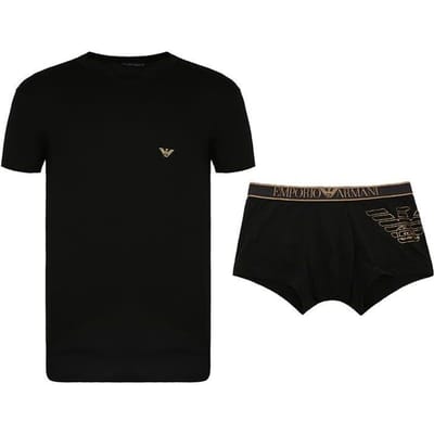 Emporio Armani Casual T-shirt met Letterlogo en Boxer Briefs Set Herenkleding Zwart 111604-9A595-00020 M black