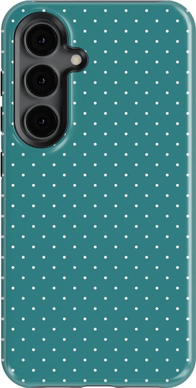 Micro Dots Tough Hoesje Samsung Galaxy S24 | Geschikt Voor Mag | Stippen Motief Backcover Samsung Galaxy S24 Deep Teal