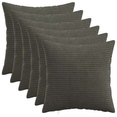 vidaXL - Kussensloop - 6 - pcs - HEERLEN - Antracietkleurig - 30 - x - 30 - cm - corduroy