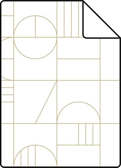Proefstaal ESTAhome behang art deco motief wit en goud - 26.5 x 21 cm - 139141-S