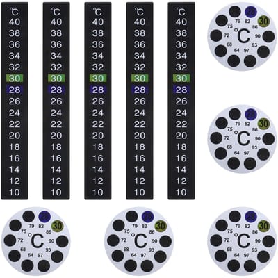 Dailygoods- Thermometer Stickers 10 Stuks - Zelfklevend - Ronde/Rechthoekige - Kleurverandering - PET Materiaal - Voor Aquarium/Melkflessen - Temperatuurstickers