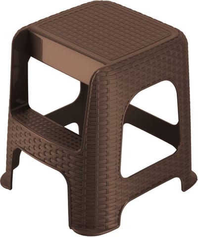 KADAX Kruk van kunststof-recyclingmaterialen, opstapkruk, tot 160 kg, rotankruk met antislipvoeten, trapvormige badkruk, woonkruk, lichte zitkruk (bruin)