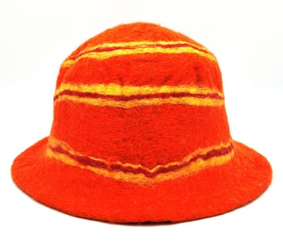 Vilten hoed - Sauna Muts Oranje - Handgemaakt - 100 % wool - EEN MAAT - Hoofdomtrek ca. 57-58cm