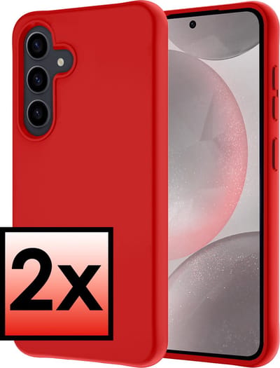 Hoesje - 2 Stuks - Geschikt voor Samsung Galaxy S24 - Sterk & Shockproof - Case Siliconen - Back Cover - Telefoon Hoes - Rood