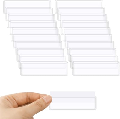 Dailygoody - Self Adhesive Label Holders Set - 60 Transparante Etikethouders + 60 Indexkaarten voor Organisatie