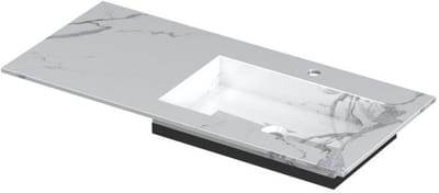INK Post Wastafel Keramische Slab Envelop Bak Rechts met 1 Kraangat - 1000x450x10 mm - Statuario Glans