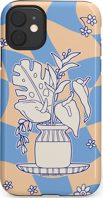 Casetastic Hoesje Geschikt voor Apple iPhone 11 - Stijlvolle Beschermende Duo-layer Case - Bosje vol blauw