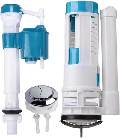 Toilet Afvoerklep Set - Watertank Onderdelen - Toilet Reparatie - Waterbesparend Rubber - 3 stuks - Wit Blauw