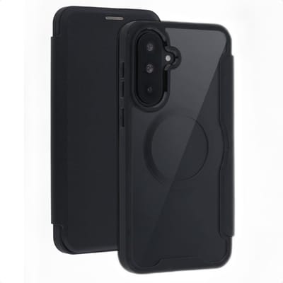 imoshion Hoesje - Geschikt voor Samsung Galaxy A37 (5G) - Transparante Bookcase met Magnetische Ring - Zwart