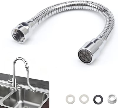 Verstelbare 30 cm RVS Kraanuitbreiding met 360° Beweging, Inclusief Draadadapter en Seals voor Badkamer, Hotel of Keuken