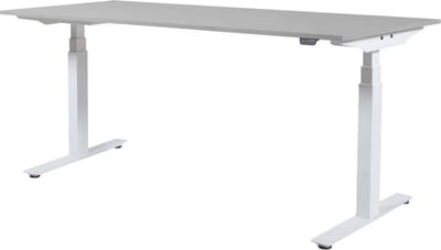 Zit Sta Bureau - Plus Elektrisch 180x80 grijs - wit frame