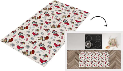 Keukenloper - Loper keuken - Kerst - Schaats - Kerstcadeau - Patroon - 120x60 cm - Keukenloper vinyl