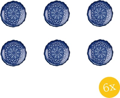 Clayre & Eef Deurknop set van 6 stuks Ø 4x4 cm Blauw Keramiek Rond Bloem Meubelknop