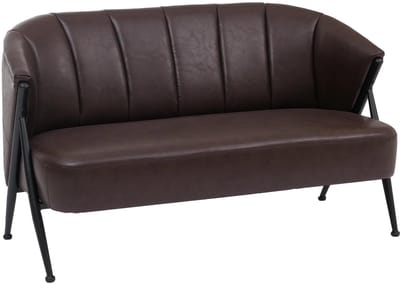 2-zitsbank MCW-P30, tweezitsbank/loungebank Vintage Retro Industrial Metaal Kunstleer ~ donkerbruin