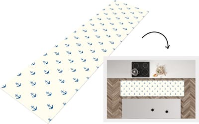 Keukenloper - Loper keuken - Matroos - Anker - Strand - Patroon - 200x50 cm - Keukenloper vinyl
