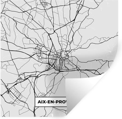Muurstickers - Sticker Folie - Plattegrond - Aix-en-Provence - Stadskaart - Kaart - Frankrijk - 100x100 cm - Plakfolie - Muurstickers Kinderkamer - Zelfklevend Behang XXL - Zelfklevend behangpapier - Stickerfolie