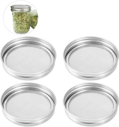 Dailygoods- Weckpotten Set van 4 - Glazen Potjes met Deksel - Fermentatiepot - Weckpotten Glas - Fijnmazige Zeef - Voor Kiemgroenten - Inmaakpotten