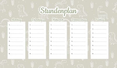 Wallvy Serie - Magnetische Lesplanner - 30x17,5 cm - Beige Dinosaurussen - Droog Uitwisbaar