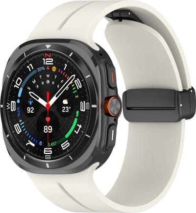 By Qubix - Compatible Samsung bandje - D-buckle sportband - Sterrenlicht / starlight - Geschikt voor Samsung Galaxy Watch Ultra / Ultra 2 - 47mm