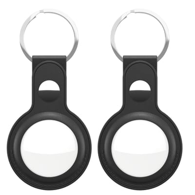 KeyBudz AirTag Sleutelring 2 Pak – Handgemaakt Echt Leder – Veilige Pasvorm voor AirTag – Compatibel met Apple AirTag - Zwart