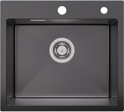SOFETIY MAX Spoelbak voor keuken 50 x 45 cm - Spoelbak Keuken Antraciet - Wasbak Keuken met waterafvoersysteem - Keukenwasbak voor Inbouw- of Bovenmontage