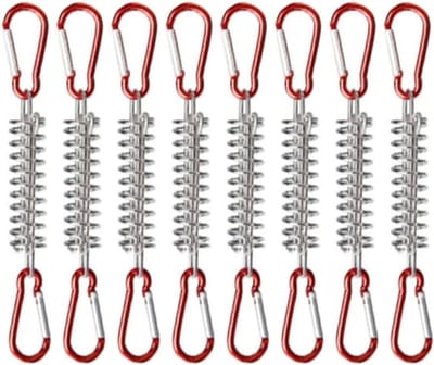 Set van 8 Spanningveren met 16 Karabijnhaken voor Tent, Luifel en Bevestigingsaccessoires voor Kamperen