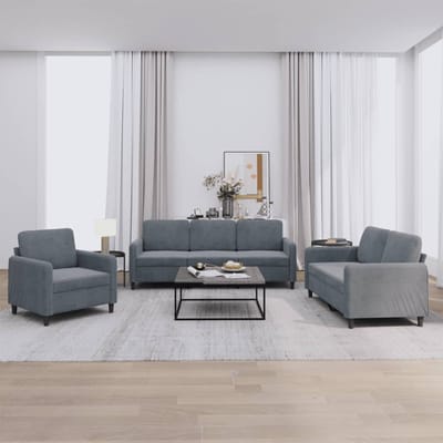 vidaXL - 3-delige - Loungeset - fluweel - donkergrijs