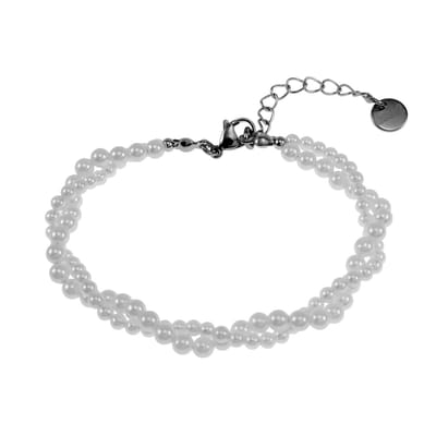 19cm Tot 23cm Armband Dames - RVS - Gevlochten Witte Natuurlijke Schelp Parelsarmband - Verstelbaar