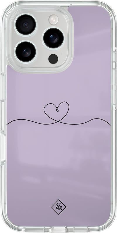 Casimoda® hoesje - Geschikt voor iPhone 16 Pro Max - Hart Lila - 2-in-1 case - Schokbestendig - Illustratie - Verhoogde randen - Paars, Transparant