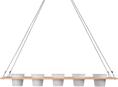 UNUS® Kruidenbar, hangend kruidenrek en kruidenhouder van bamboe - 100x16 cm wit - hangende Kruidenbak - Verticaal Plantenrek voor Keuken, Balkon en Terras - ook voor het raam