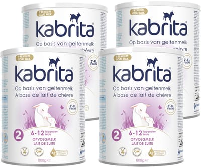Kabrita 2 Opvolgmelk Multipack - Geitenmelk Flesvoeding vanaf 6 maanden - 4x800g - voordeelverpakking