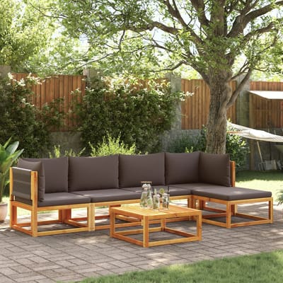 vidaXL - 6-delige - tuinbankset - met - kussens - acaciahout - & - touw