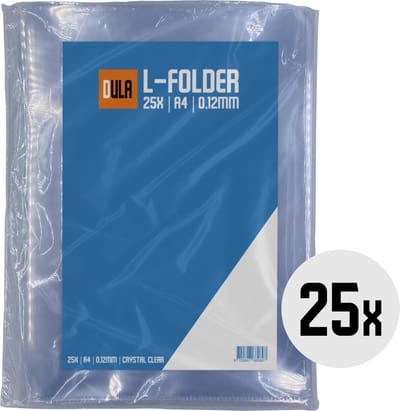 DULA - L-mappen - Insteekmappen - Glashelder - A4 - Extra dik 0,12mm - 25 stuks - L-Map