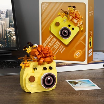SLR Camera Spiegel Bloem Blok Kit - Creatief Modieus Ornament Leergericht Speelgoed voor Kinderen Cadeau No box orange