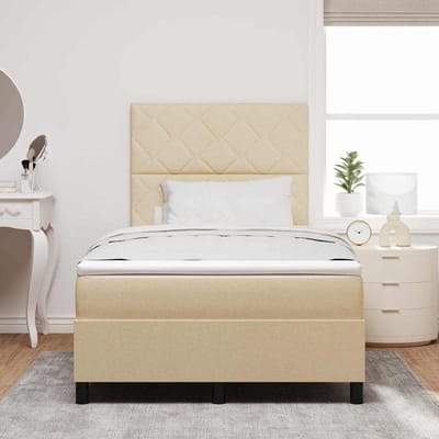 vidaXL - Boxspring - bed - met - hoofdeinde - Crème - 120 - x - 190 - cm - Stof